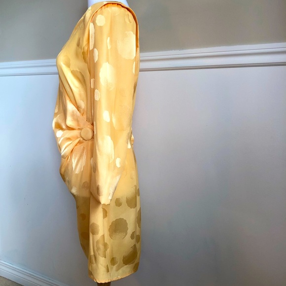 Vintage By Night 1980’s/90’s Bright Yellow Evening Gown w/ Shoulder Pads - Picture 5 of 15